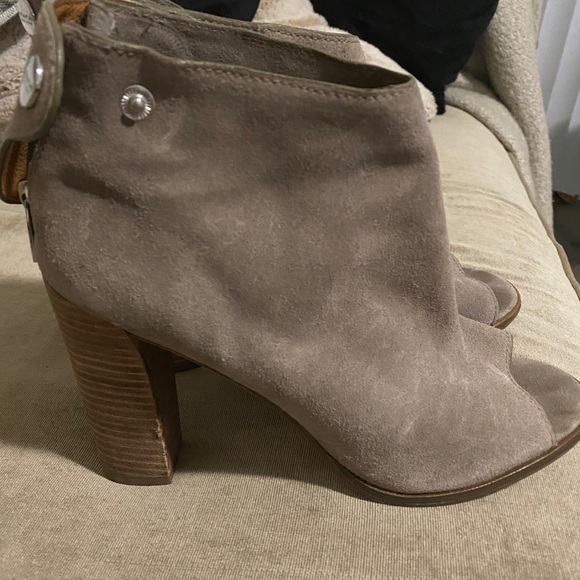 *Coach* Open Toe Taupe Suede Booties - Picture 7 of 8